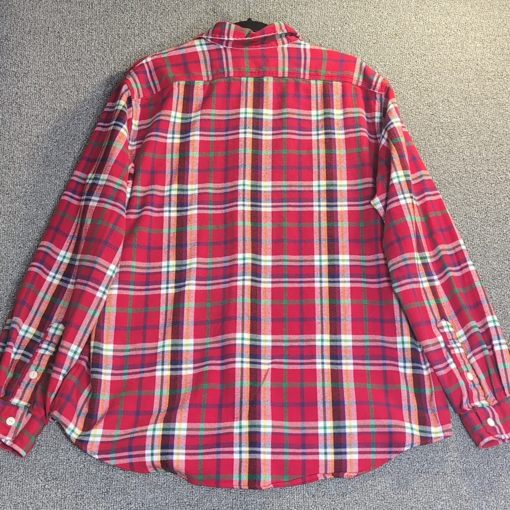 Polo Ralph Lauren Classic Fit Plaid Twill Heavy Flannel Work Shirt Size XL Red - Picture 10 of 12